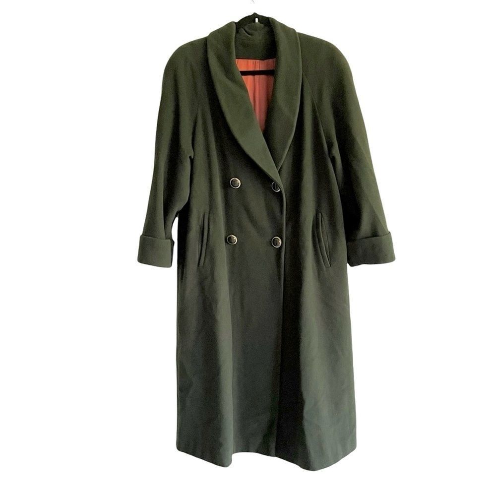 LISA FASHION Of Toronto Vintage Wool Cashmere Oversized Winter Coat Green XL